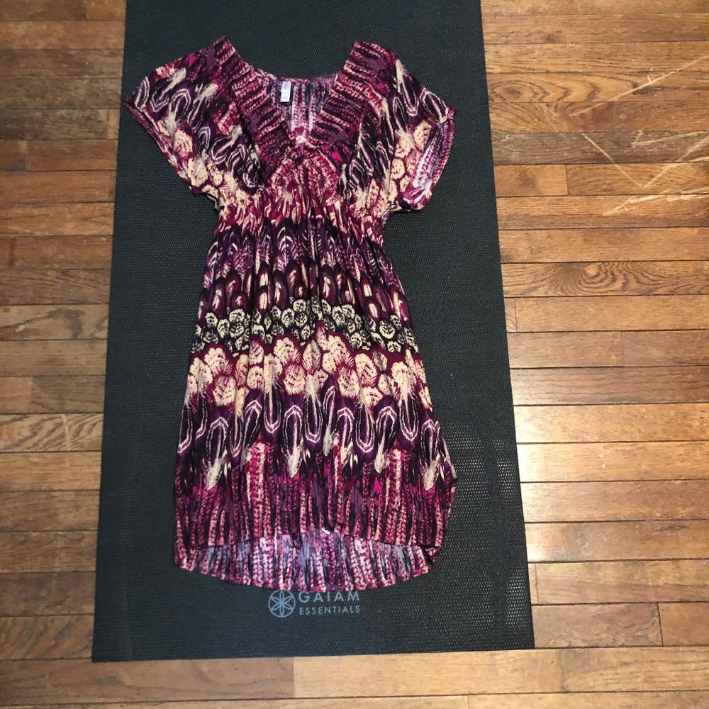 Purple tribal print tunic style dress